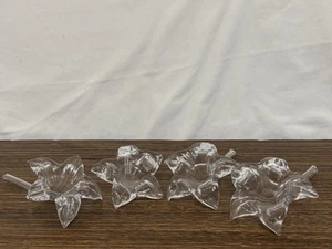 Handblown Clear Glass Flowers Set Of 4 - Picture 1 of 10