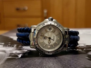 Tag Heuer 6000 Silver Dial With Original Blue Strap.The Watch Is A Mid Size - Picture 1 of 4