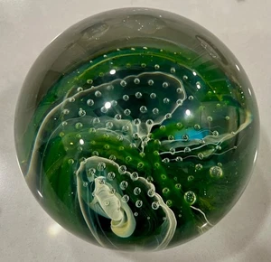 Signed Milropa Green Seascape ? Paperweight - Picture 1 of 3