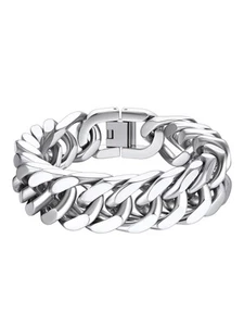 Men's 316L Stainless Steel Link Chain Miami Cuban Bracelet 8.2 Inch - Picture 1 of 7