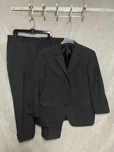 Bespoke Suit Men 46R Gray Glen Plaid Surgeon Cuff Wool Academia 43X29 Pants Luxe - Picture 1 of 17