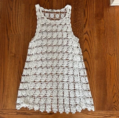 Forever 21 White Crochet Sleeveless Dress Topper Cover-Up - Image 1 of 4
