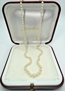 Vintage 20 Inch Mikimoto Graduated Cultured Pearl Necklace Sterling Pearl Clasp - Picture 1 of 24