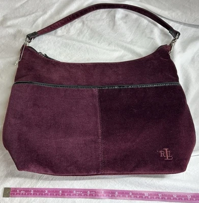 Vintage Ralph Lauren Purse/Bag Purple Velvet Leather Trim - Image 1 of 4