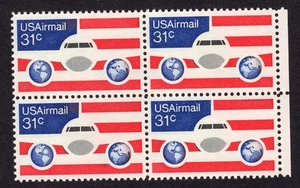 Scott #c90 Plane, Globes and Flags Block of 4 Stamps - MNH - Picture 1 of 1