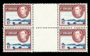 [ST. VINCENT] Scarce 1938 1d SG 150 / SC 142 Gutter Block-of-4 (MNH) - Picture 1 of 2