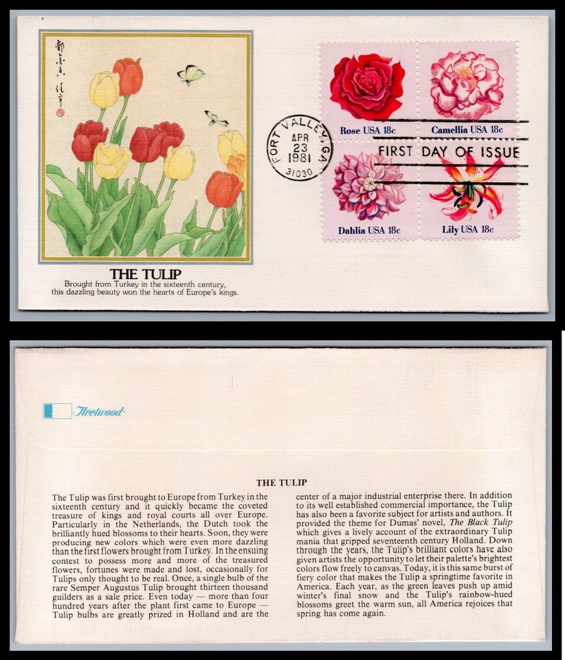 US FDC # 1876-1879 18c Flowers of America  Fleetwood   1981, 9Q995 - Image 1 of 1