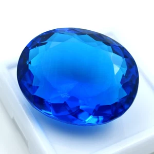 Oval Cut Lab Created Blue Tanzanite 80.5 Ct CERTIFIED Huge Size Loose Gemstone - Picture 1 of 7
