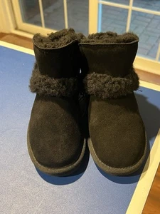 Bearpaws Toddler Black Faux Fur Boots Size 11 Side Zipper  - Picture 1 of 6