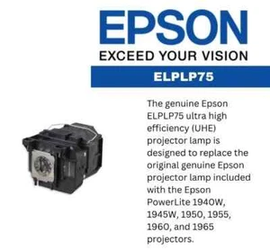 OEM EPSON PowerLite ELPLP 75 1940 1940W 1945 1945W 1950 1955 1960 Projector Lamp - Picture 1 of 3