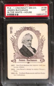 PL9-1 Cincinnati GM, Präsidentenkarten des Weißen Hauses, #13B James Buchanan, PSA 9 MT - Bild 1 von 2
