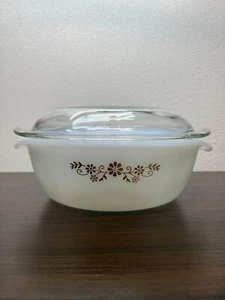 Vintage Dynaware Pyr-o-rey Brown Floral Individual Casserole Bowl Dish - Picture 1 of 12