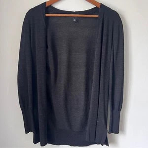 Halogen Black Open Front Cardigan Sweater Linen Blend - Picture 1 of 7