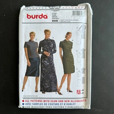 Burda Sewing Pattern 8438 Size 10-22 Fitted Maxi Dress Top Pencil Skirt Career - Image 1 of 4