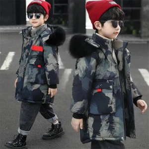 Kids Boy Winter Camouflage Long Thick Warm Snow Coat Parka Clothes for Teen Boy - Picture 1 of 8