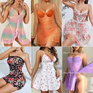 Women Sexy Lingerie Babydoll Lace Nightgown Mesh Chemise Boudoir Nighty Thong US - Picture 1 of 308
