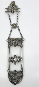 Victorian Silverplate Chatelaine Eye Glasses Holder with Pierced Design - Picture 1 of 5