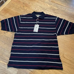 NWT Vintage PJ Mark Blue, White, Red Stripe Short Sleeve Polo Shirt - Size L - Picture 1 of 5