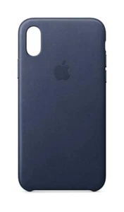 Genuine / Official Apple iPhone X Leather Case / Cover - Midnight Blue - New - Picture 1 of 6