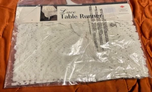 New Lace Table Runner with Scalloped Edges and Tassel 13" x 54" - Picture 1 of 6