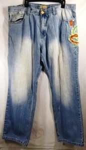 Miskeen Originals Jeans 40x32 Embroidered Baggy Skater Hip Hop Wide Leg Denim - Picture 1 of 23