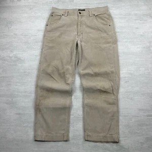 Vintage Eddie Bauer Corduroy Pants Mens 34x30 Tan Carpenter Straight Leg - Picture 1 of 8