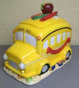 Vintage School Bus Teacher Cookie Jar Large Ceramic Yellow TEACHERS BRING DREAMS - Imagen 1 de 9