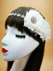 White Silver Curl Feather Headband 1920S Flapper Headpiece Gatsby 5124