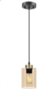 Modern Pendant Light Fixtures, Industrial Hanging Ceiling Lamp with Glass Shade - Picture 1 of 2