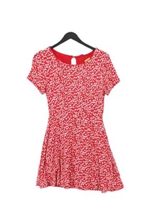Jack Wills Women's Midi Dress UK 8 Red Viscose with Cotton A-Line - Picture 1 of 5