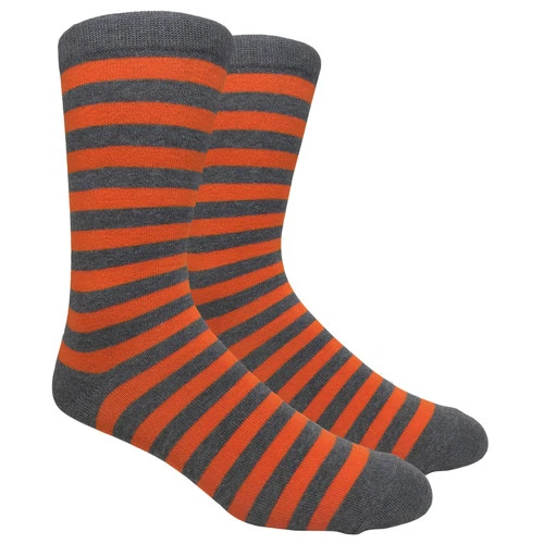 Calcetines de novedad negros FineFit para hombre - rayas carbón/naranja Foto 1 de 1