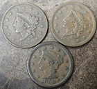 Collection (3) Us Large Cents: 1837, 1838 & 1853