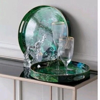 Bandeja verde elegante moderna de plástico para el hogar A & B mesa interior exterior decoración del hogar  Foto 1 de 4