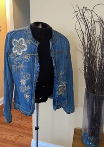 Country Door Damen Jeansjacke bestickt vorne offen Langarm Gr. 2X - Bild 1 von 7