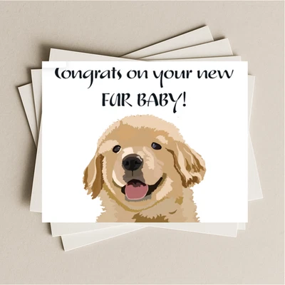 Congrats on New Fur Baby Golden Retriever Puppy Dog Card with Envelope - Image 1 of 4