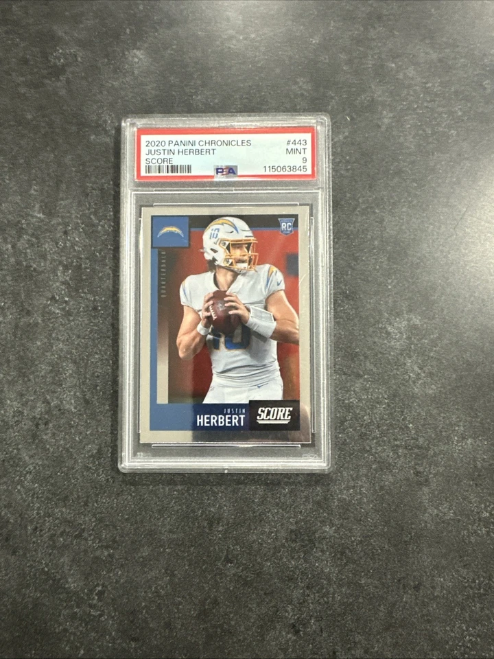 Panini Chronicles 2020 - Actualización de puntuación de novatos Justin Herbert #443 (RC) como nuevo 9 Foto 1 de 2