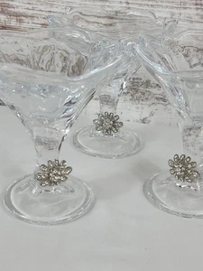 3 Debora Carlucci Murano Glass Candy/Ice Cream Dish w/Swarovski Crystal Flower - Picture 1 of 9