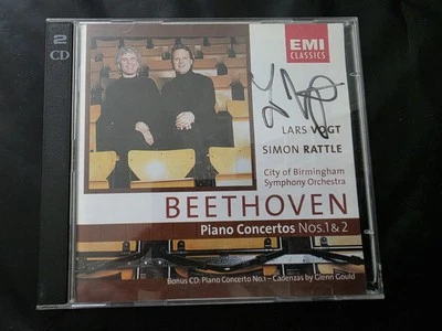Signed by SIMON RATTLE Beethoven Piano Concertos 1 & 2 Lars Vogt EMI CD Signiert - Bild 1 von 4