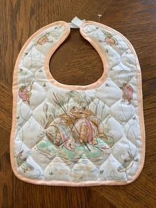 Large Handmade Beatrix Potter Jeremy Fisher Quilted Baby Bib - New - Picture 1 of 2