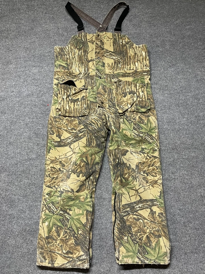Vtg 10X Overalls Mens XLT Gore-Tex Rainwear Realtree Hunting Camo Bib Distressed - Image 1 of 4