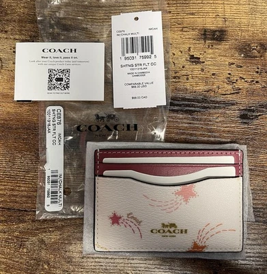 Estuche para tarjetas Coach CE876 con impresión de estrella fugaz IM/tiza/multi precio de venta sugerido por el fabricante $68 nuevo con etiquetas Foto 1 de 3