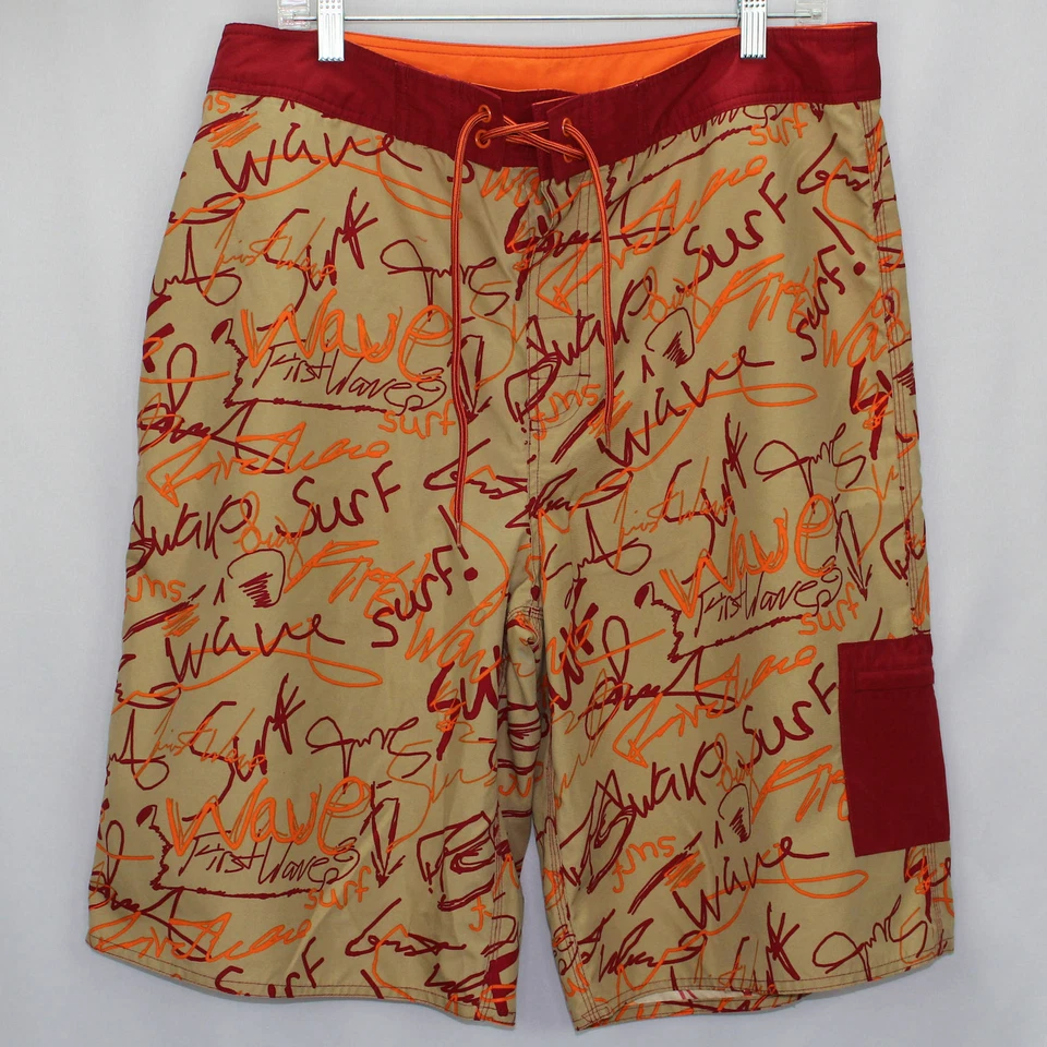 Pantalones cortos de natación First Wave Roundtree and Yorke para hombre talla 36 tostados Foto 1 de 4