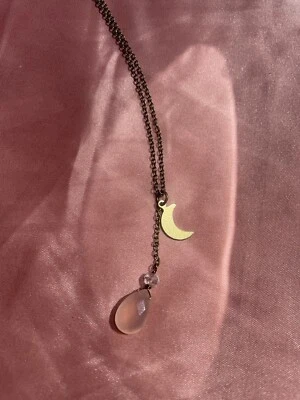 Rose Quartz Necklace Womens Fashion Boho Chic Elegant Simple - Image 1 of 4