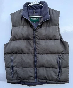 Outdoor Life Puffer Vest Mens Large Army Green Pockets Inside & Out Full Zip - Picture 1 of 4