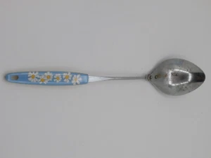 Vtg. Serving Spoon Utensil Stainless w/ Daisy Floral Handle Blue White Yellow - Picture 1 of 7