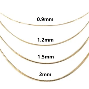 0.9-2.0mm Gold Plated Stainless Steel Square Snake Chain Necklace Women Men Link - Picture 1 of 12