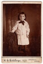 CIRCA 1890s CABINET CARD EICHELBERGER LITTLE GIRL IN WHITE DRESS CROCKETT TEXAS