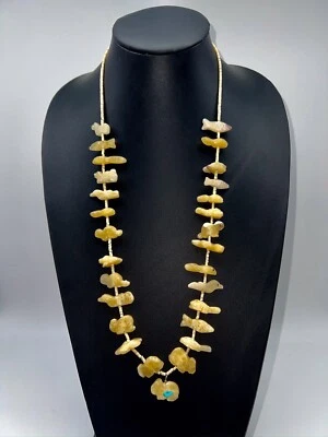 Collar fetiche flourita tallada nativa americana Zuni firmado por Tyler Quam (d.) Foto 1 de 4