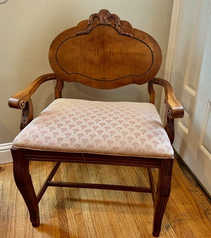 Vintage/Antique Art Deco Vanity Dressing Waterfall Chair/Stool/Bench Wood Cover