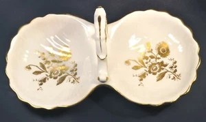 Hammersley & Co. Plato de caramelo floral dorado Bone China/tuerca con mango adorno dorado Usado en excelente condición - Imagen 1 de 3